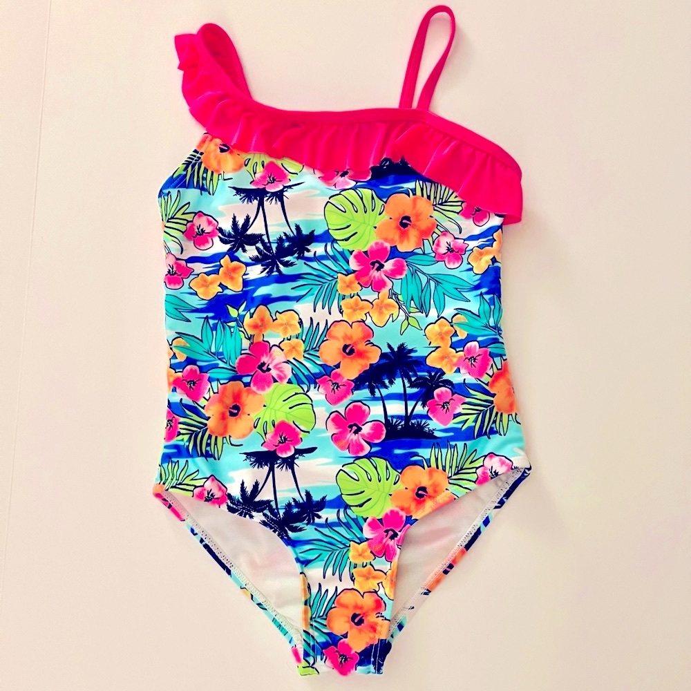 Vibrantly Colorful Tropical 1 Piece Swimsuit|Little Girl’s Size:6|EUC|Like New